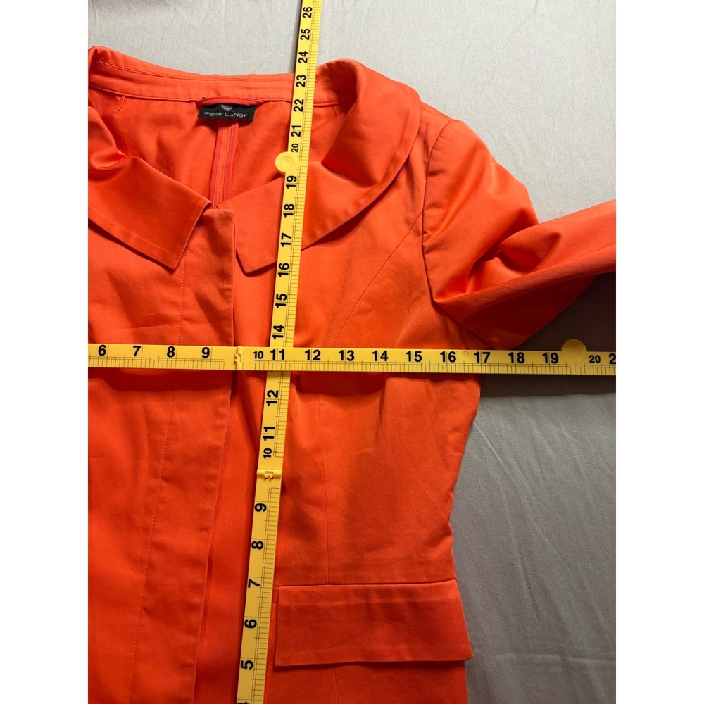 Rena Lange Orange Cotton Blend Peter Pan Collar Blazer Jacket Size 6 - Picture 5 of 8